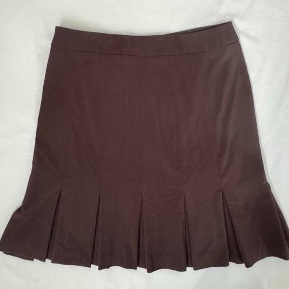 Y2k Bandolino vintage brown midi pencil skirt with pleated ruffles size L